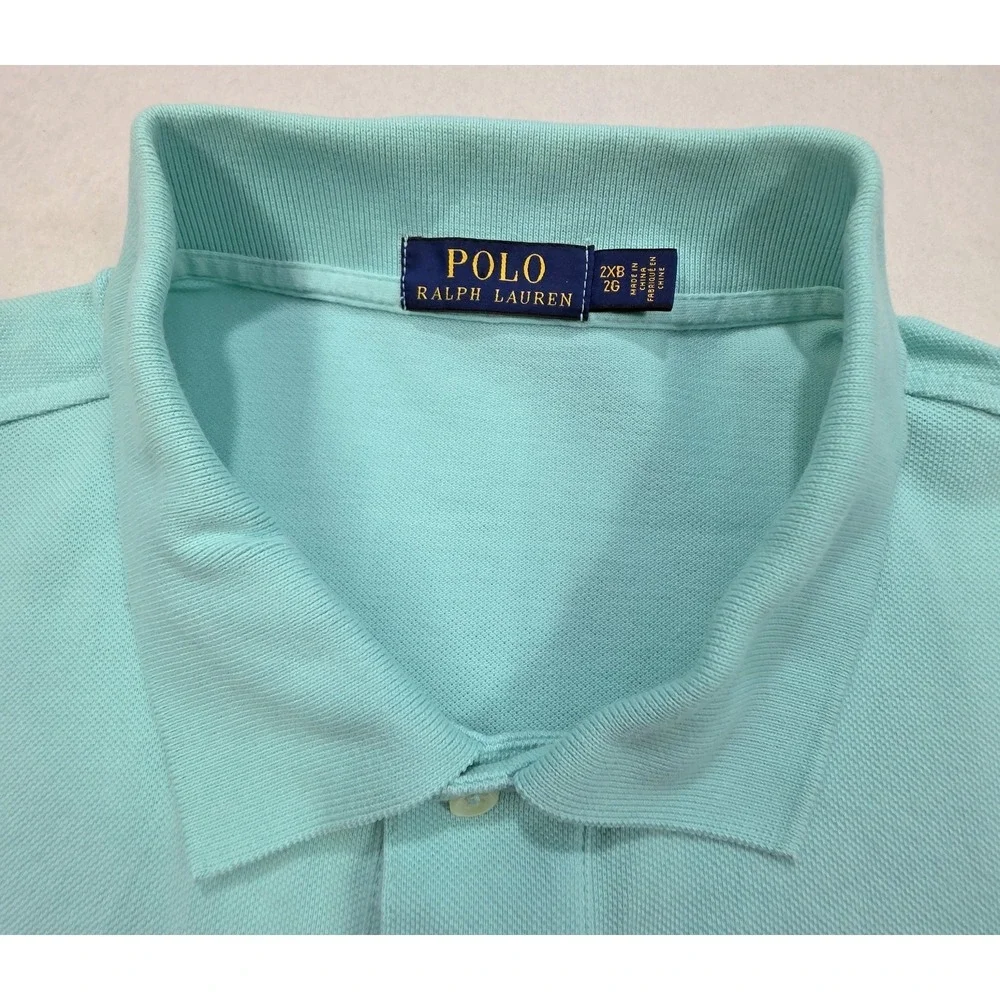 Polo Ralph Lauren Polo Shirt Mens 2XB Big Blue Green Pique Blue Pony LIMITED USE